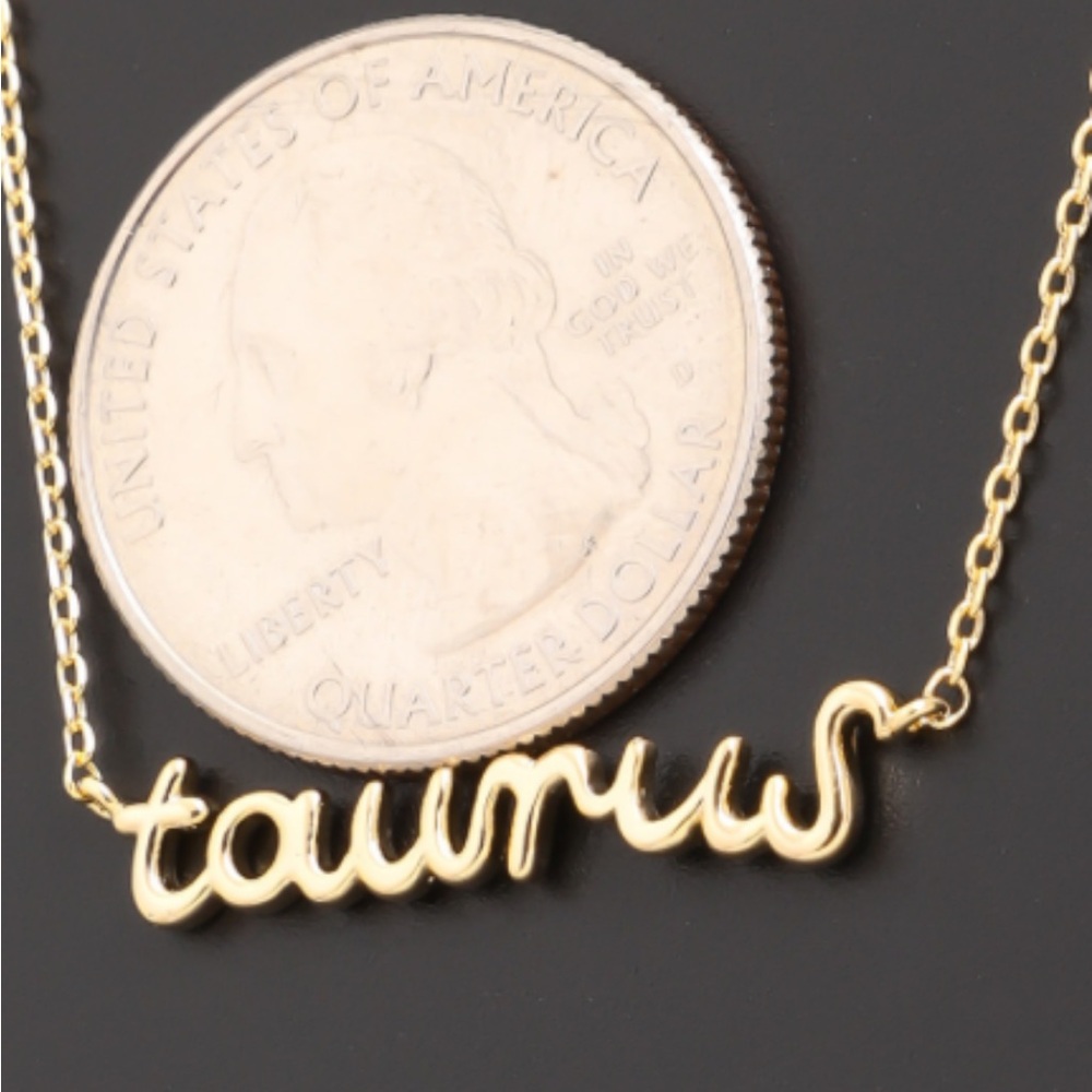 Gold zodiac pendant necklace in a fun font.  Makes a great gift.  18" - Picture 4 of 12